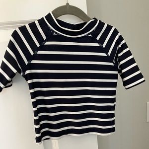 Janie and Jack Navy Pinstripe Rashguard Swimsuit